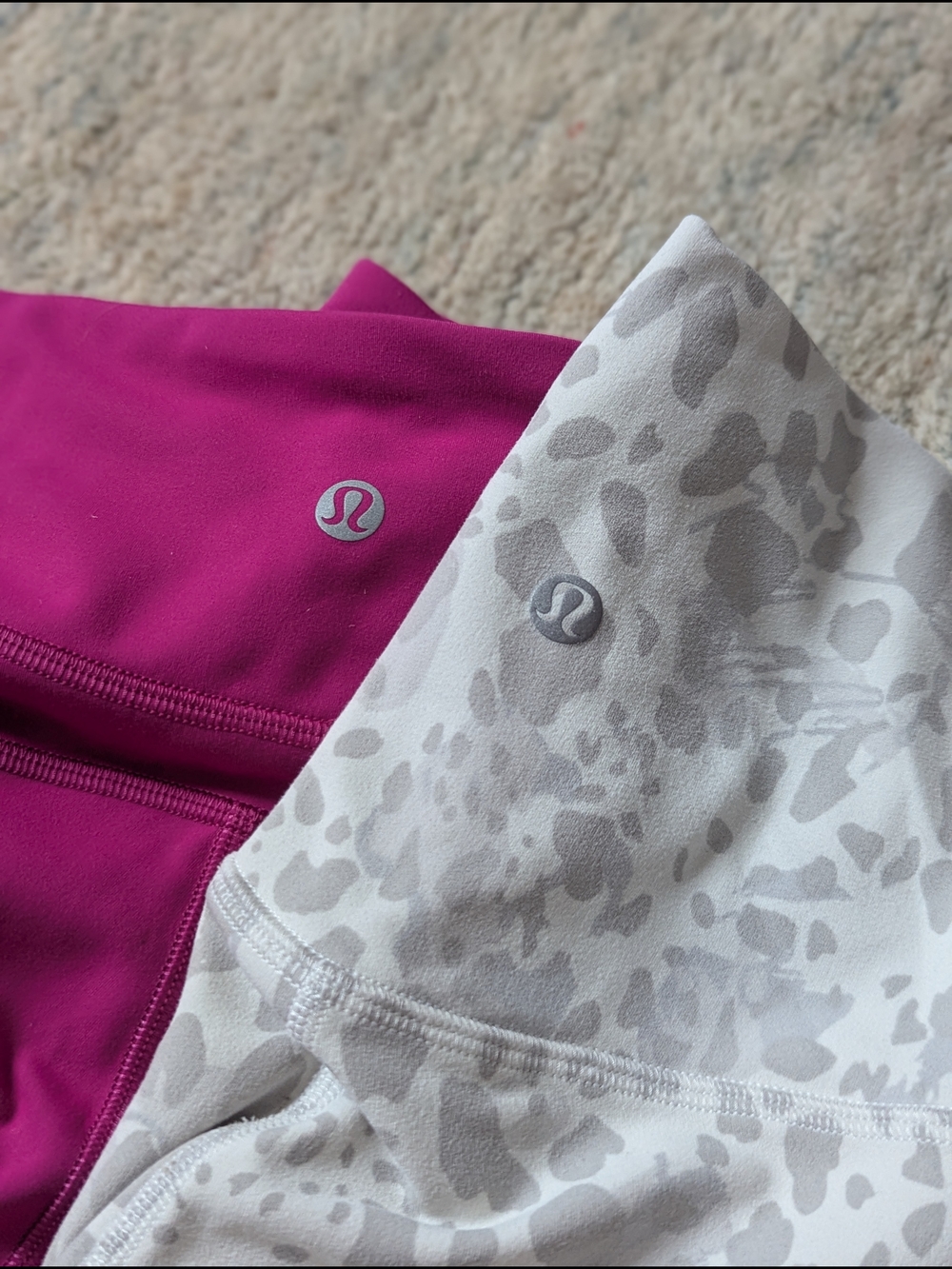 Lululemon 2 Pairs Women's Magenta & Light Gray Animal Print Leggings